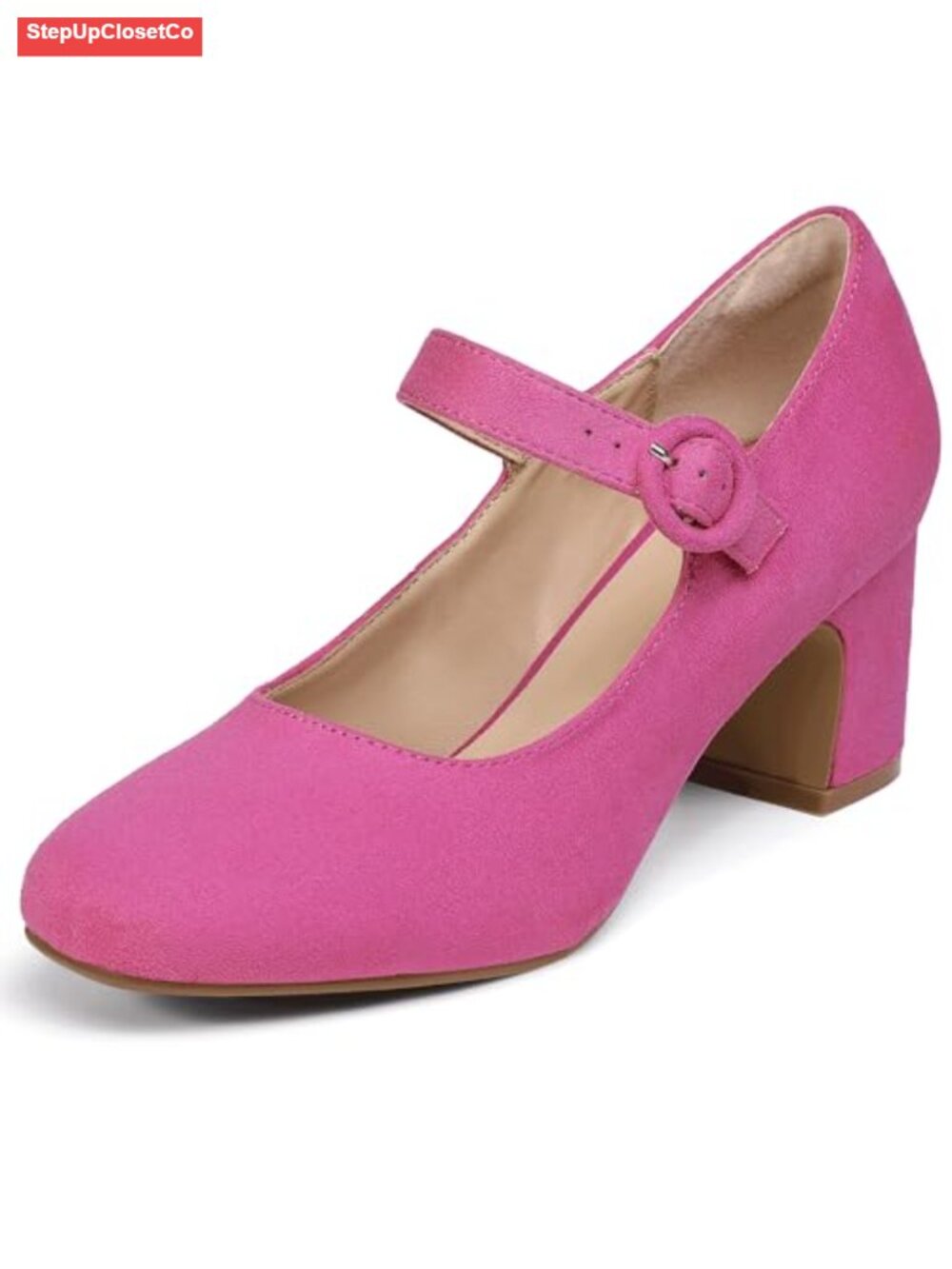 Mary Jane Pumps Closed Toe Low Chunky Block Heels Buckle